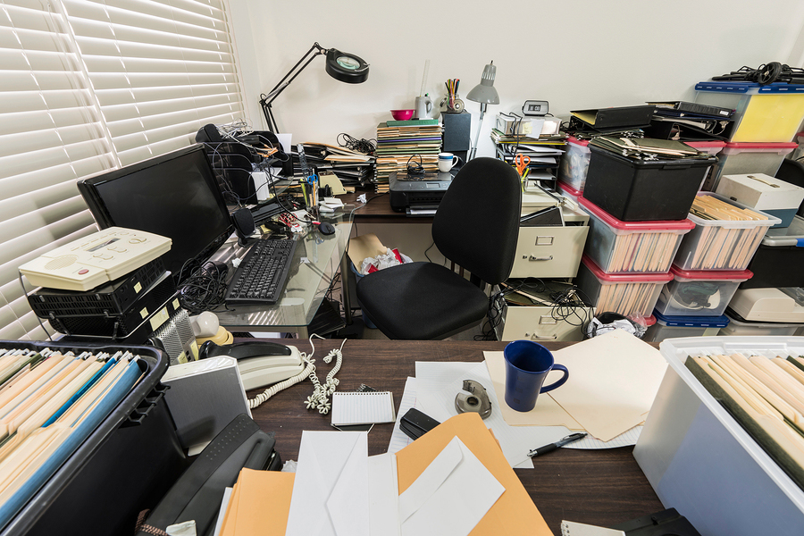 office filled with clutter