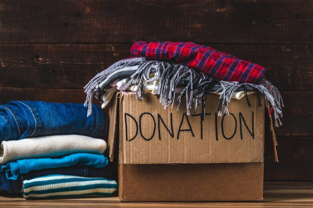 clothing in box for donation